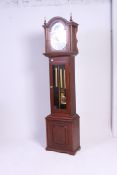 A modern mahogany cased three train chiming longcase clock, by Fenclocks,