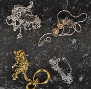 5 silver 925 necklaces to include ball finial pendant,