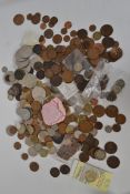 A collection of old English coins,