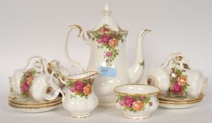 A Royal Albert Old Country Roses six setting service, comprising of teapot, cups, saucers etc.