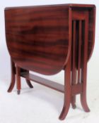 An antique style mahogany drop leaf sutherland table raised on squared legs with drop leaves raised