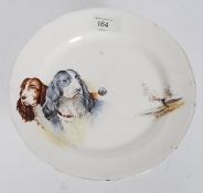 A vintage 1950's Midwinter Tazza raised on chromium base with painted cocker spaniel design.