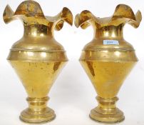 A pair of 1917 WWI First World War issue brass trench art shell vases