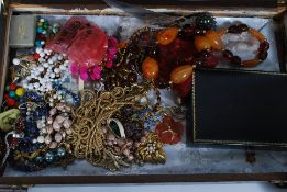 A good collection of assorted vintage ladies costume jewellery to include necklaces, bracelets,