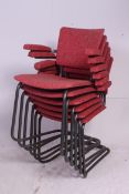 A set of 6 Air Ministry 1960's Sebel stacking Industrial chairs / armchairs.