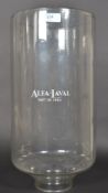 A vintage large glass Alfa Laval Industrial dairy milking measures jar