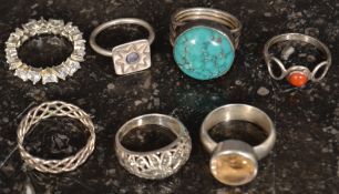 A  collection of ladies silver rings marked 925 - Sterling.