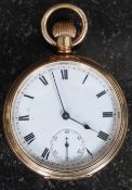 A vintage Dennison cased American Waltham gold plated gents pocket watch with subsidiary seconds