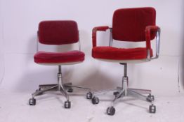 An excellent pair of chrome 1970's swivel chairs in the manner of Herman Miller bearing patent