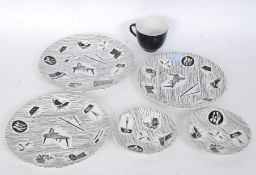 A selection of vintage retro patterned Ridgway Homemaker dinner / tea service pieces.