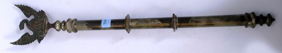 A 20th century ceremonial staff - wand of cylindrical form adorned with phoenix and flames - likely