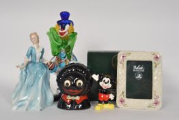 A Royal Doulton figure titled Yvonne, a boxed Belleek picture frame,