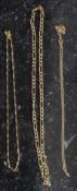 A collection of 3 9ct gold / 375 marked ladies necklaces.