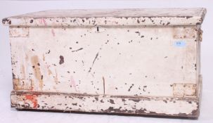 A late 19th century painted pine shabby chic blanket box chest,