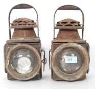 A pair of early 20th century Victorian / Edwardian carriage lamps,