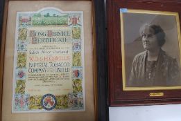 A framed and glazed certificate presented to E.A Garland from W.