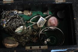 A collection of silver hallmarked / 925 / white metal item's to include chase decorated bangle,