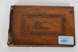 A late 19th century /early 20th century olive wood bound pressings book from Jerusalem