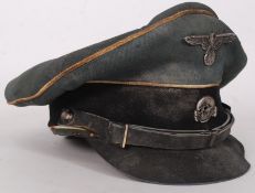 A believed Second World War Third Reich WW2 SS Officers Cap with eagle cap badge and death head