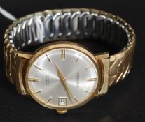 A vintage 9ct gold gentlemans Excalibur 21 jewel Incabloc watch with the original strap ( plated )