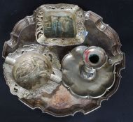 A collection of metalwares to include 2x Made In Occupied Japan brass dishes,