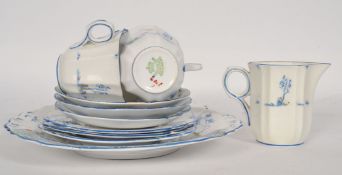 A 1930's Art Deco Melba handpainted bone china part tea service comprising cups, saucers, plates,