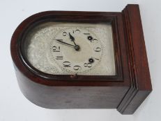 An early 20th century oak cased eight day dome top bracket clock.