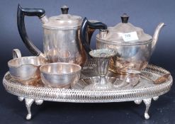 A silver plated part tea service (and other silver plated pieces) to include pots, tray etc.
