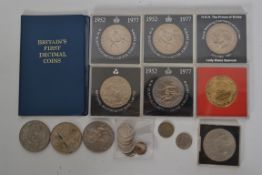 A collection of vintage British Crowns - commemorative coins some in cases etc