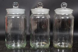 Three vintage style sweet shop / kitchen  storage jars H25cm