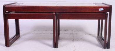 A retro Danish style tiled top rectangular nest of tables - coffee table.