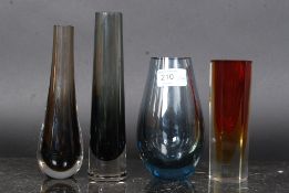 A Whitefriars  Arctic Blue 9538 vase together with another Whitefriars vase - Chimney shape P9655