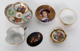 A collection of miniature china to include Royal Crown Derby miniature bowl,