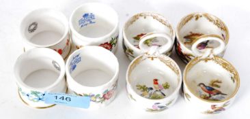 A pair of believed 19th century Meissen style salts, with faint crossed sword marks to base,