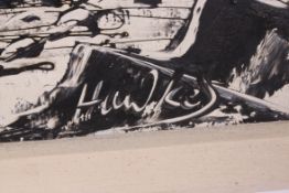 A vintage 1950's retro oil on board painting signed Hawkes,