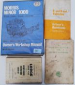 A collection of Morris Minor  books and owners manuals - reference etc