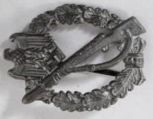 A Third Reich Nazi Infantry Assault WW2 Silver Award , complete with pin and marked N.