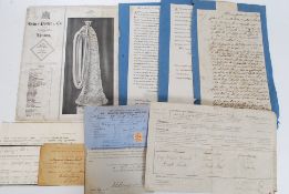 A collection of historical documents and ephemera to include Birth Certificate dated 1896,