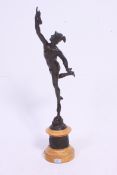 An antique late 19th century large French bronze statue of Mercury.