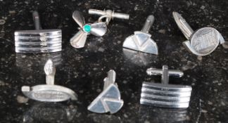 A collection of silver 925 sterling and hallmarked gentlemans cufflinks to include pictorial and