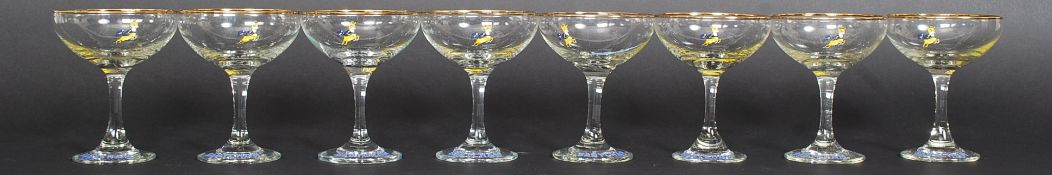 A collection of 8x vintage Babycham drinking glasses.