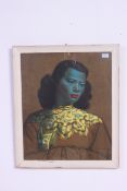After Tretchikoff. A framed and glazed print of The blue Lady. Signed to corner, notation to verso.