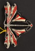 A white metal stamped 925 for silver and enamel set dragonfly ladies brooch