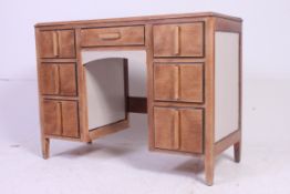 A good early 20th century upcycled oak painted twin pedestal office desk.