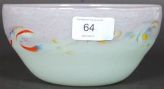 A 20th century swirl coloured glass studio bowl, with impressed mark to base.