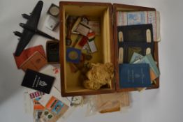 A dealers lot to include model aeroplane, military bars and collars, enamel badges,