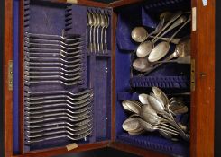 A large early 20th century JAS Ramsay - Goldsmith Dundee oak cased canteen with inner tray.