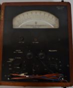 A vintage oak cased Industrial 20th century Amp meter ( volt )