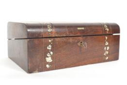 A Victorian Mother Of Pearl inlaid writing slope box with appointed interior having inlaid mother