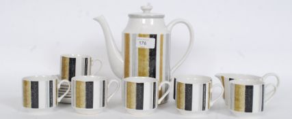 A retro coffee service by Midwinter to include Coffee pot, cups,